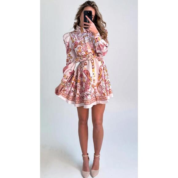 Elegant Paisley Pink Dress - Picture 4 of 8